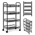 Black metal shelf organizer helper for kitchen or bathroom, 4 shelves with wheels, ModernHome