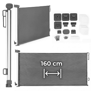 Protective Retractable Safety Gate 160 cm for Stairs and Doors Grey ECOTOYS