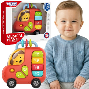 WOOPIE BABY Interaktivní Pianko Autobus Lev Hudební Varhánky Zvuky Světla 18m WOOPIE BABY Interaktivní Pianko Autobus Lev Hudební Varhánky Zvuky Světla 18m