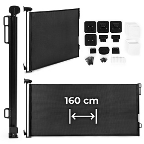 Protective Retractable Safety Gate 160 cm for Stairs and Doors Black ECOTOYS
