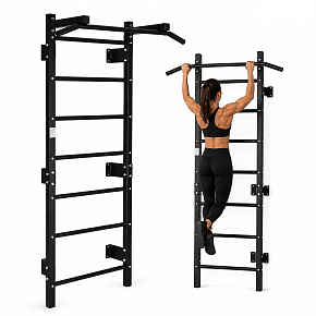 Gymnastický žebřinový žebřík 228 cm hrazda na přítahy a cvičení pro děti i dospělé černá MOVEPRO