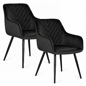 Sada 2x čalouněná sametová židle moderní do jídelny obývacího pokoje černá ModernHome Sada 2x čalouněná sametová židle moderní do jídelny obývacího pokoje černá ModernHome