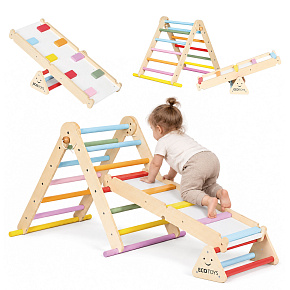 Dřevěné dětské hřiště, Montessori prolézačka pro děti, žebřík, balanční kladina LUNA ECOTOYS Dřevěné dětské hřiště, Montessori prolézačka pro děti, žebřík, balanční kladina LUNA ECOTOYS
