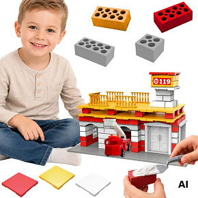 WOOPIE Konstrukční sada DIY Hasičská stanice Hasičský vůz 140 ks pro děti WOOPIE Konstrukční sada DIY Hasičská stanice Hasičský vůz 140 ks pro děti