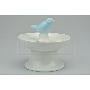 Porcelánové dekorační pitítko pro ptáčky (11x11cm) - Růžový ptáček Porcelánové dekorační pitítko pro ptáčky (11x11cm) - Růžový ptáček
