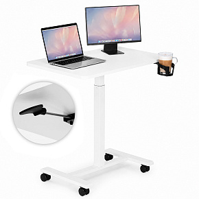 Mobilní stůl 70x48 cm stolek pod notebook nastavení výšky 71,5–112 cm bílý ModernHome