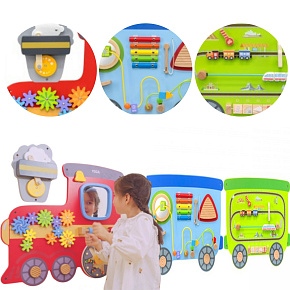 VIGA Dřevěná Smyslová-Manipulační Tabule EDU Vlak