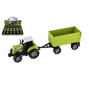 Traktor s valníkem plast 26cm na volný chod na baterie se zvukem, světlem 6ks v boxu