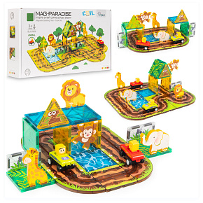 Lebula magnetické stavebnice sada pro děti 45 ks prvků zvířata auta