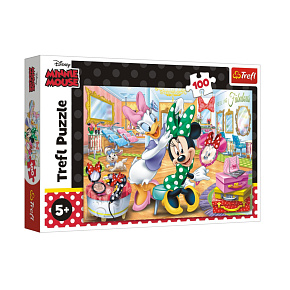 Puzzle Minnie Disney v salónu krásy 41x27,5cm 100 dílků v krabici 29x19x4cm
