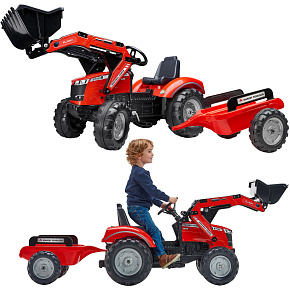 FALK Šlapací traktor Massey Ferguson 8740S s lžící a přívěsem 3-7 let