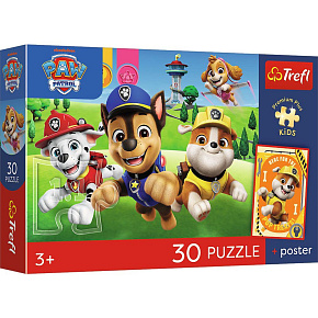 Puzzle Premium Plus Kids - Paw Patrol 27x20cm + plakát 30 dílků v krabičce 21x14x4cm