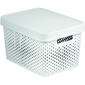 Úložný box INFINITY 17l s víkem bílý puntíky