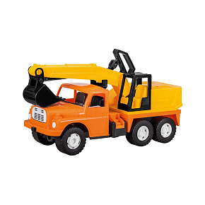 Auto Tatra 148 plast 73cm  Bagr na písek v krabici - žlutooranžové 12m+
