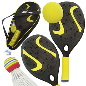 WOOPIE Raketa s Pěnovým Míčkem a Badmintonovým Košíčkem Pálka Tenisu - Sada na Pláž a Zahradu