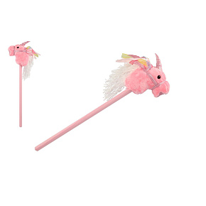 Kůň jednorožec na tyči plyš 80cm na baterie se zvukem růžový v sáčku Kůň jednorožec na tyči plyš 80cm na baterie se zvukem růžový v sáčku