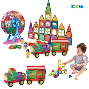 Lebula velké magnetické stavební kostky 180 ks 3D ruské kolo XXL sada pro děti