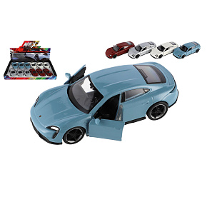 Auto Welly Porsche Taycan Turbo S kov/plast 12cm 4 barvy na zpětné natažení 12ks v boxu Auto Welly Porsche Taycan Turbo S kov/plast 12cm 4 barvy na zpětné natažení 12ks v boxu