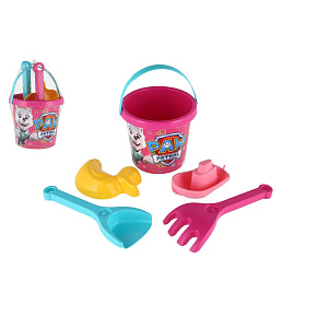 Sada na písek 5ks plast Paw Patrol/Tlapková patrola růžová v síťce 12x22x12cm 12m+ Wader