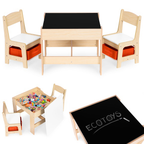 Children’s Furniture Set – Table + 2 Chairs with Chalkboard ECOTOYS