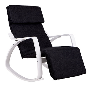 Rocking Chair with Adjustable Footrest White and Black ModernHome