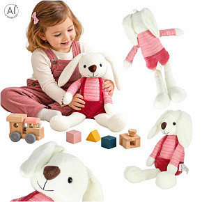 Plyšový maskot mazlíček králík v červených kraťasech 36 cm