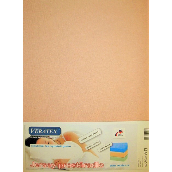 VERATEX Jersey prostěradlo  jednolůžko 90x200/15 cm (č.29-béžová)