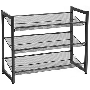 Black metal shoe rack, 3 levels Black metal shoe rack, 3 levels
