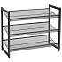 Black metal shoe rack, 3 levels