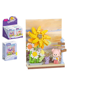 Stavebnice mini KOCO Květinová scenérie plast 6 druhů v krabičce 10x14x6cm 6ks v boxu