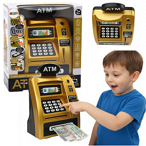 Lebula pokladnička bankomat trezor černo zlatý pin zvuk