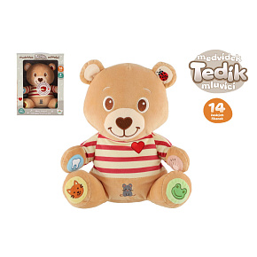 Medvěd Tedík česky mluvící plyš 22x25cm na baterie v krabici 12m+ Medvěd Tedík česky mluvící plyš 22x25cm na baterie v krabici 12m+