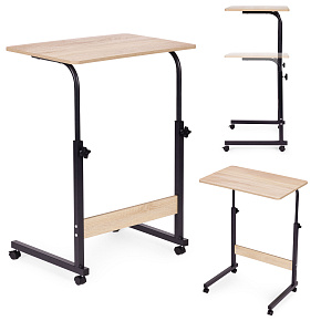Mobilní stolek pod laptop, přístavný stolek k židli, světlý dub ModernHome Mobilní stolek pod laptop, přístavný stolek k židli, světlý dub ModernHome