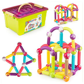 Lebula magnetické stavebnice sada 86 ks prvků pro děti barevné tyčinky