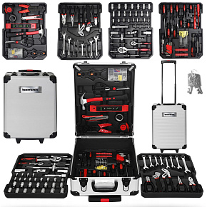 Large Tool Set in Rolling Case – 189 Pieces: Wrenches, Screwdrivers, Bits Large Tool Set in Rolling Case – 189 Pieces: Wrenches, Screwdrivers, Bits