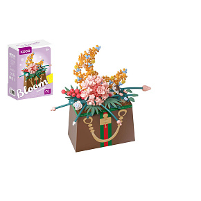 Stavebnice mini KOCO Květina v kabelce plast 245ks v krabičce 11x15x6cm
