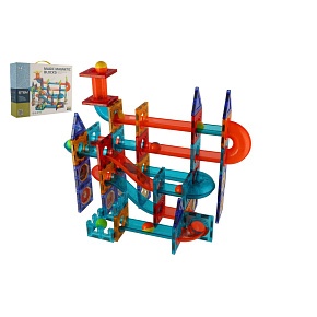 Kuličková dráha magnetická stavebnice plast 96ks v krabici 36x28x9cm