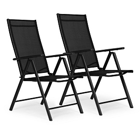 Set of 2 folding garden chairs, steel, adjustable backrest, black, MultiGarden Set of 2 folding garden chairs, steel, adjustable backrest, black, MultiGarden