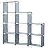 Herzberg HG-03633: 9vrstvá schodišťová police na knihy a úložný regál (125x125cm) - Šedá