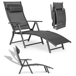 Foldable beach garden lounger, adjustable backrest, steel frame, gray, MultiGarden