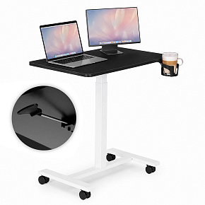 Mobilní stůl 70x48 cm stolek pod notebook nastavení výšky 71,5–112 cm černá deska ModernHome Mobilní stůl 70x48 cm stolek pod notebook nastavení výšky 71,5–112 cm černá deska ModernHome