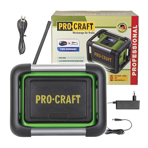 Aku / síťové rádio Procraft PJS20 DAB+, FM, Bluetooth 5.3, 80W (vč. 230V adaptéru, bez aku baterie a Aku / síťové rádio Procraft PJS20 DAB+, FM, Bluetooth 5.3, 80W (vč. 230V adaptéru, bez aku baterie a