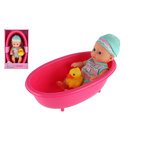 Miminko panenka s kačenkou 22cm ve vaničce plast v krabici 20x33x10cm