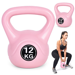 Kettlebell 12 kg for exercise, dumbbell, weight ball, fitness load, pink, ModernHome