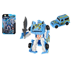 Transformer auto/robot plast 14cm modrý na kartě 17x26x6cm Transformer auto/robot plast 14cm modrý na kartě 17x26x6cm