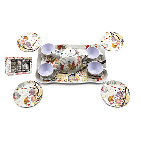 Čajová sada nádobí plechové 15ks v krabici 32x21x10cm