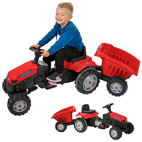 WOOPIE Traktor na Pedály Farmer GoTrac MAXI s Přívěsem Tichá Kola