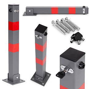 Skládací parkovací zábrana sloupek 60 cm na klíč s reflexními pruhy Skládací parkovací zábrana sloupek 60 cm na klíč s reflexními pruhy