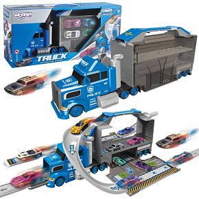 WOOPIE Policejní Nákladní Auto 2v1 Transportér Autodráha