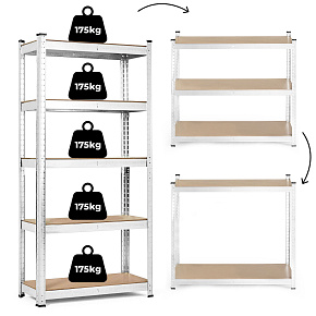 Storage Rack 180x90x40 cm Galvanized Steel, 5 Shelves, 875 kg Capacity ModernHome